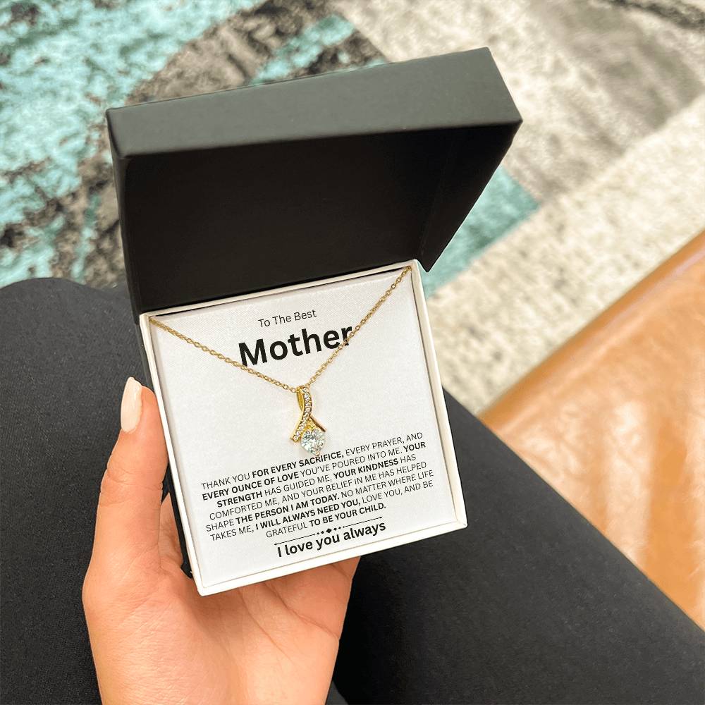 To The Best Mother Necklace with Heartfelt Message Card