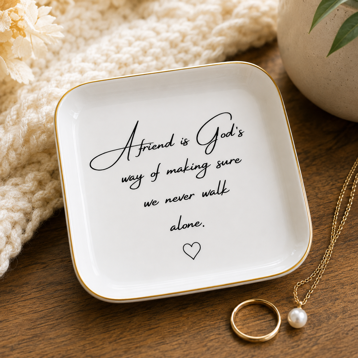 A Friend Is God’s Way Jewelry Dish – Inspirational Friendship Keepsake