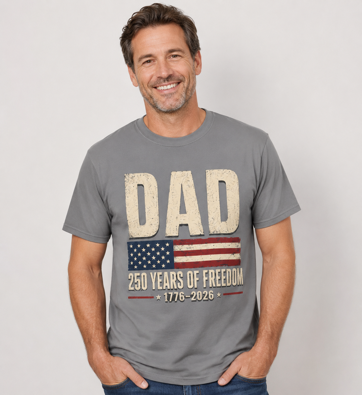 Dad 250 Years of Freedom Patriotic T-Shirt