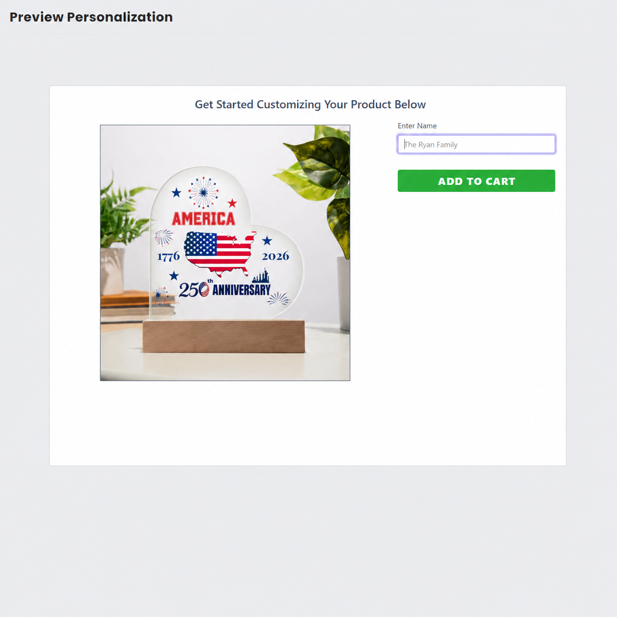 Personalized 250th Anniversary America Plaque | 1776–2026 Patriotic Keepsake