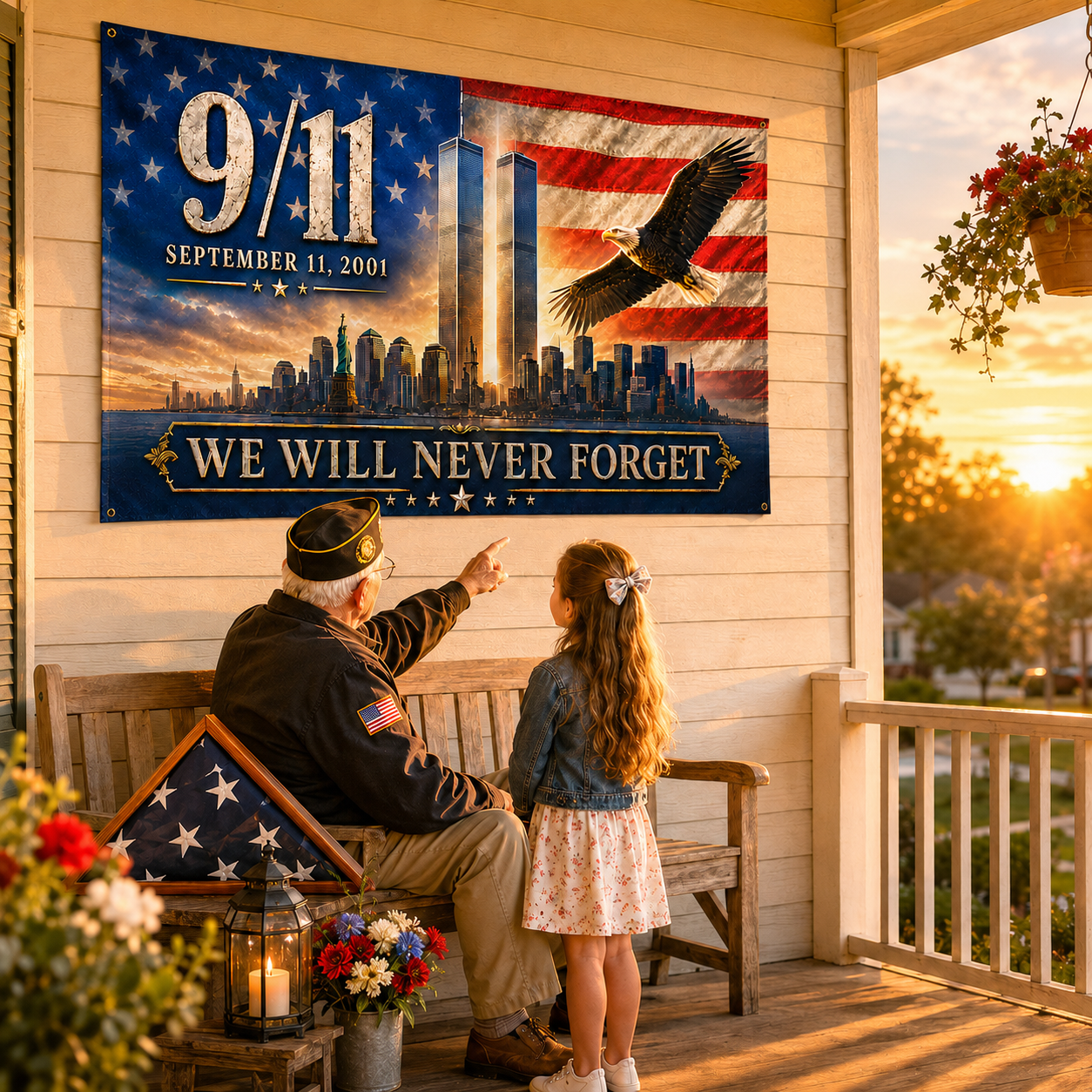 We Will Never Forget 9/11 Memorial Flag