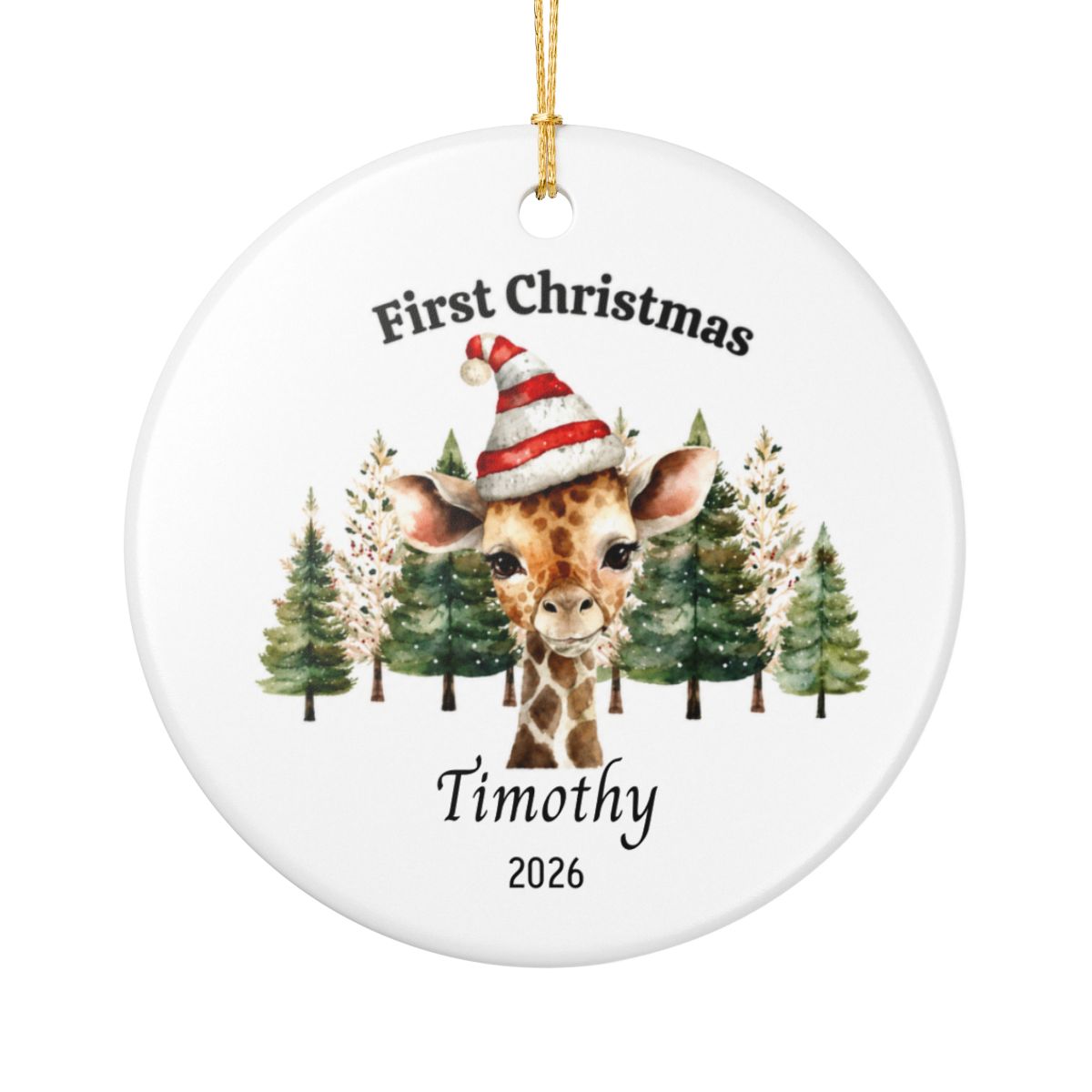 Personalized Baby’s First Christmas Ornament – Giraffe or Deer Design