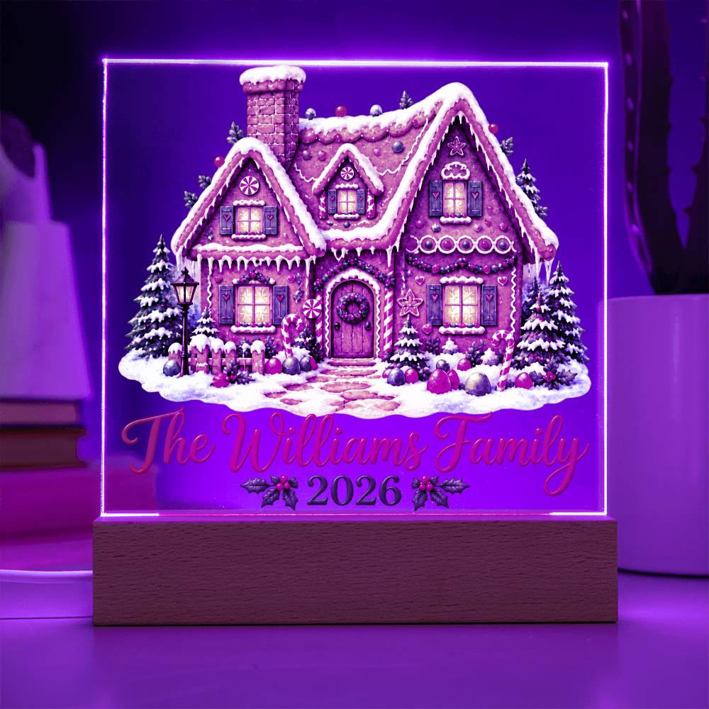Personalized Christmas Family Acrylic LED Plaque – Custom Family Name & Year