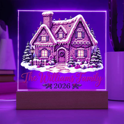 Personalized Christmas Family Acrylic LED Plaque – Custom Family Name & Year