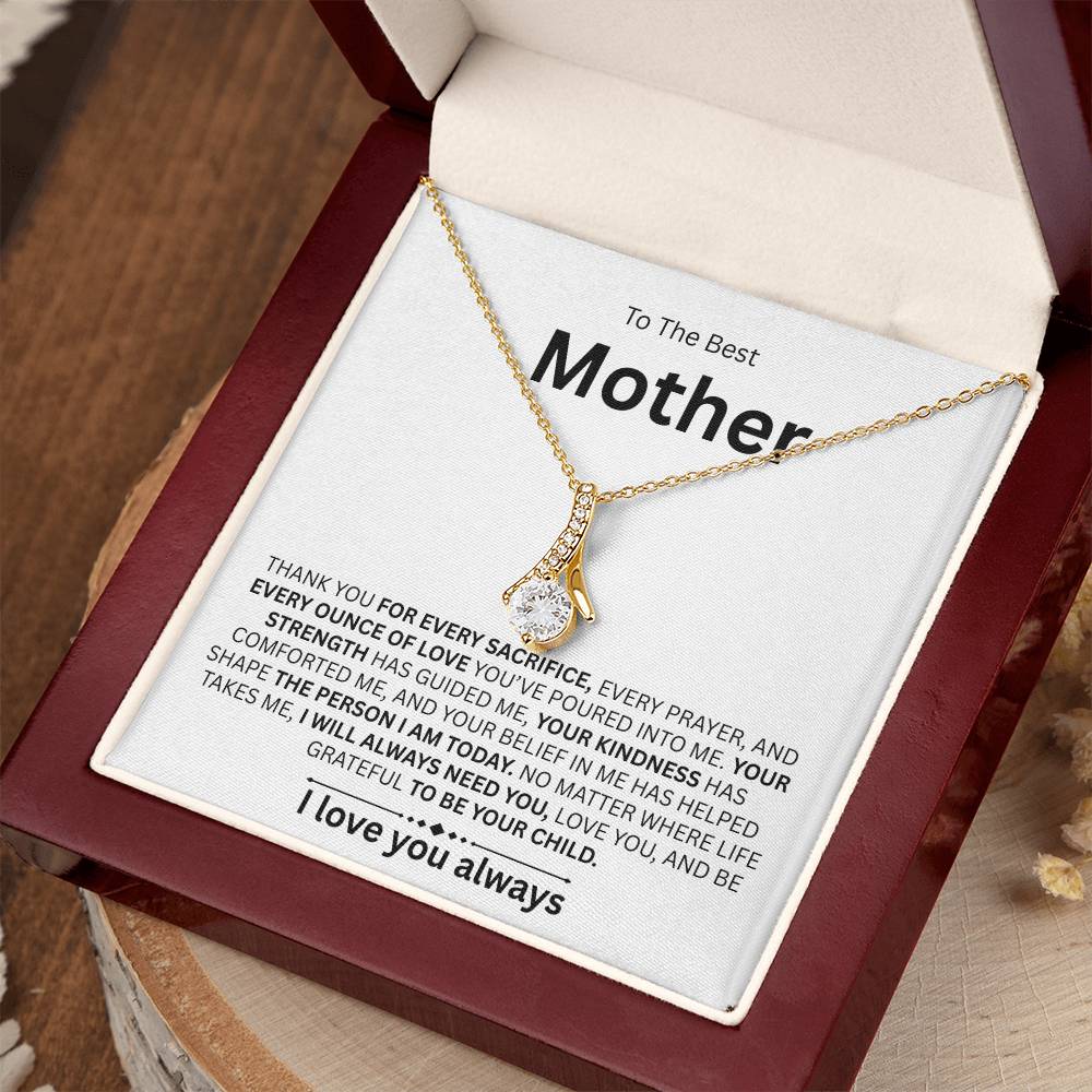 To The Best Mother Necklace with Heartfelt Message Card