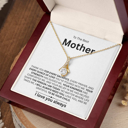 To The Best Mother Necklace with Heartfelt Message Card