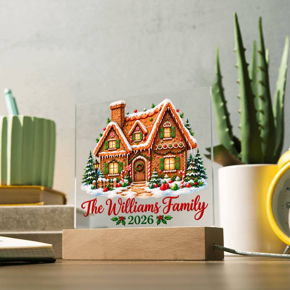 Personalized Christmas Family Acrylic LED Plaque – Custom Family Name & Year
