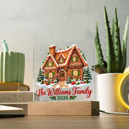 Personalized Christmas Family Acrylic LED Plaque – Custom Family Name & Year