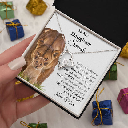 Personalized Forever Love Necklace – “Always Have Your Back” Lioness Gift
