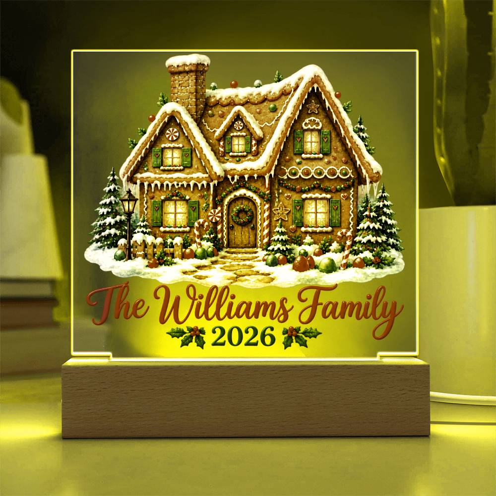 Personalized Christmas Family Acrylic LED Plaque – Custom Family Name & Year