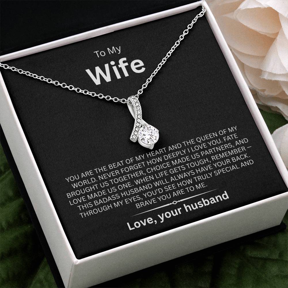 To My Wife Alluring Beauty Necklace with Message Card