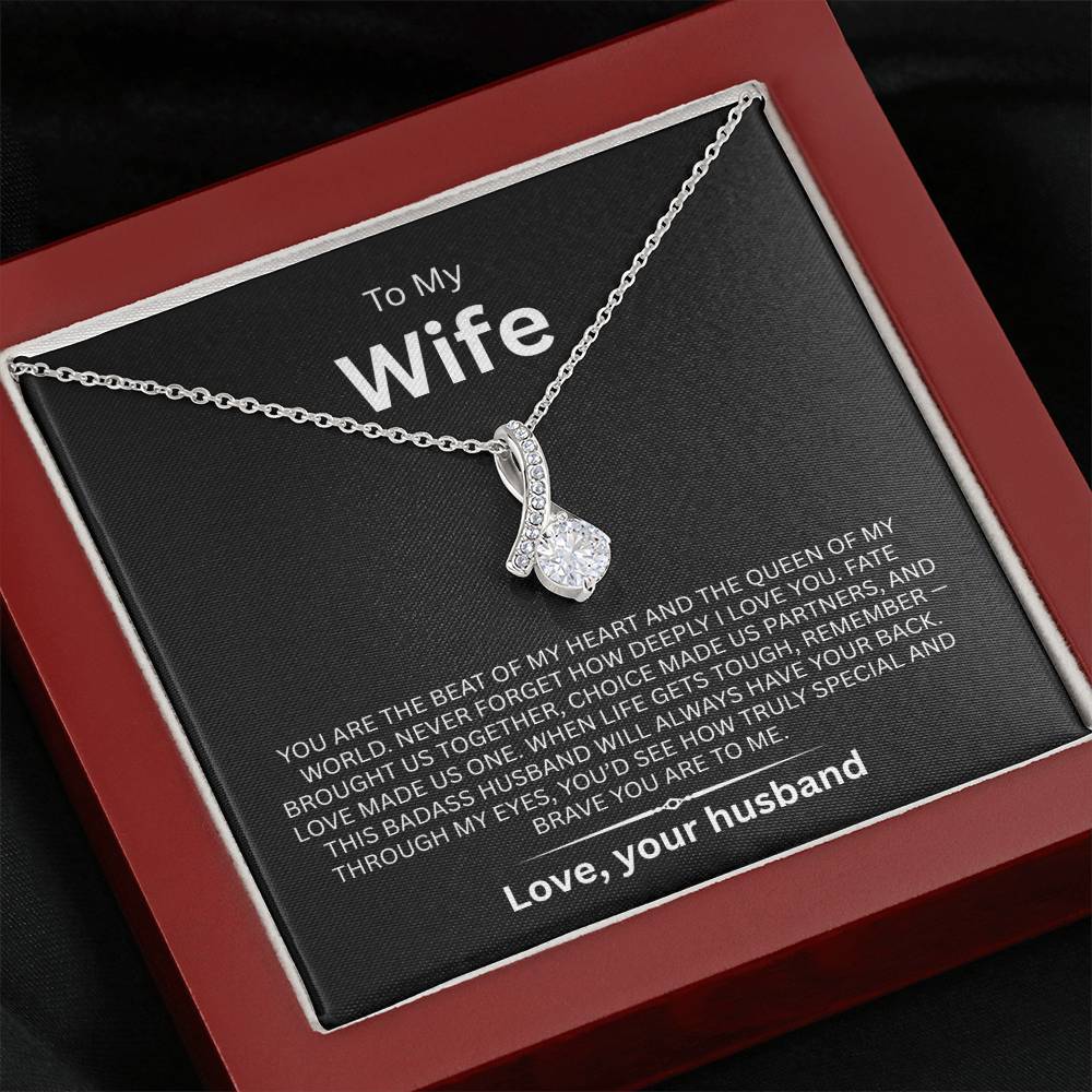 To My Wife Alluring Beauty Necklace with Message Card