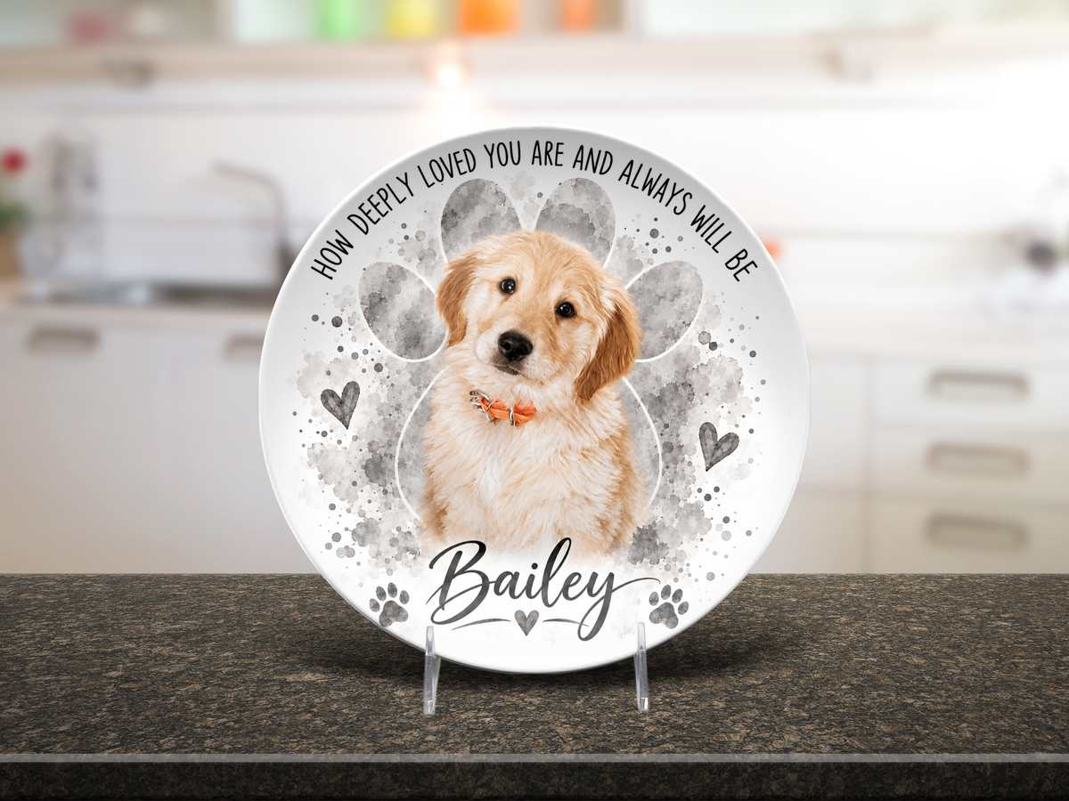 Personalized Pet Memorial Plate – Custom Dog Photo & Name Keepsake