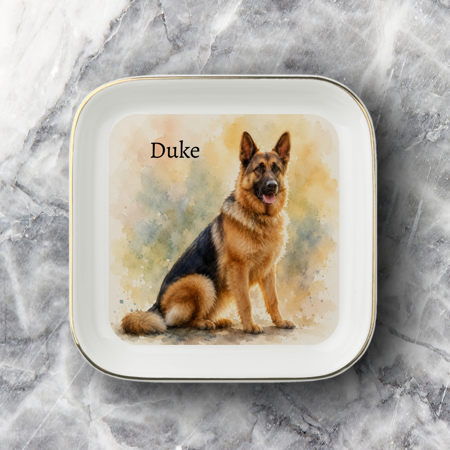 Personalized Pet Portrait Jewelry Dish – Custom Photo & Pet Name Keepsake