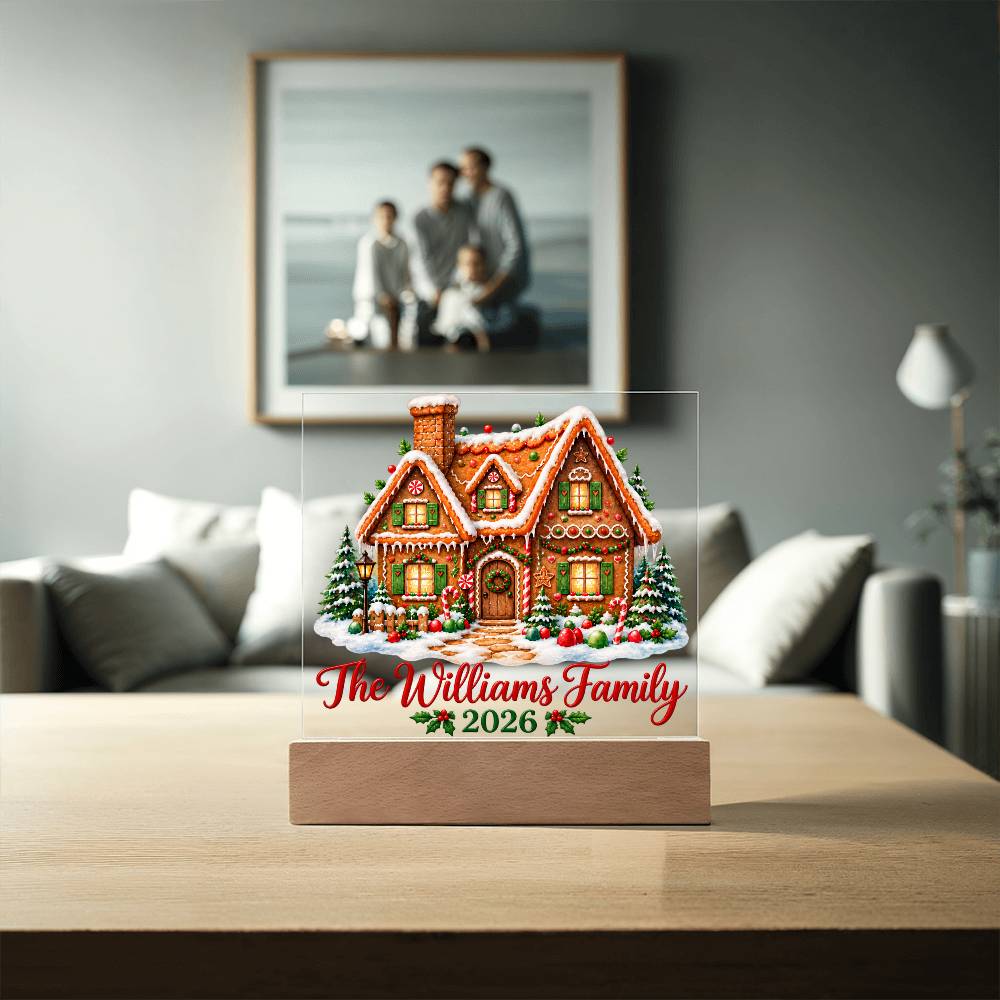 Personalized Christmas Family Acrylic LED Plaque – Custom Family Name & Year