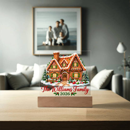 Personalized Christmas Family Acrylic LED Plaque – Custom Family Name & Year