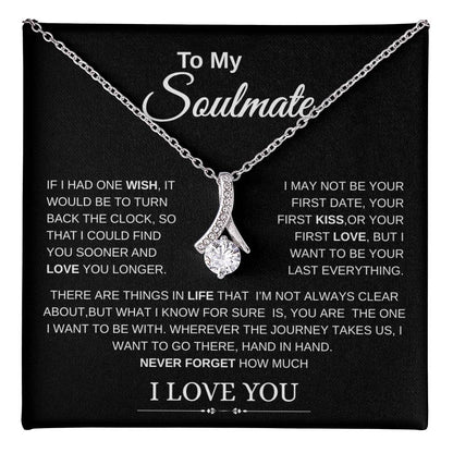 To My Soulmate Pendant Necklace – “I Love You” Message Card Gift