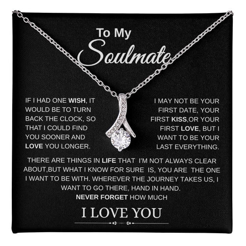 To My Soulmate Pendant Necklace – “I Love You” Message Card Gift