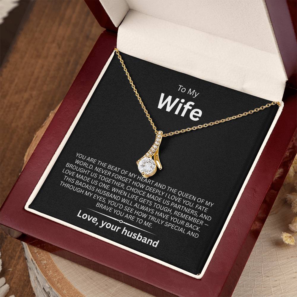 To My Wife Alluring Beauty Necklace with Message Card
