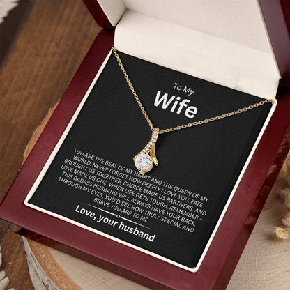To My Wife Alluring Beauty Necklace with Message Card