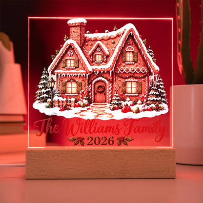 Personalized Christmas Family Acrylic LED Plaque – Custom Family Name & Year