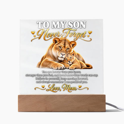 To My Son – Never Forget Acrylic LED Plaque From Mom