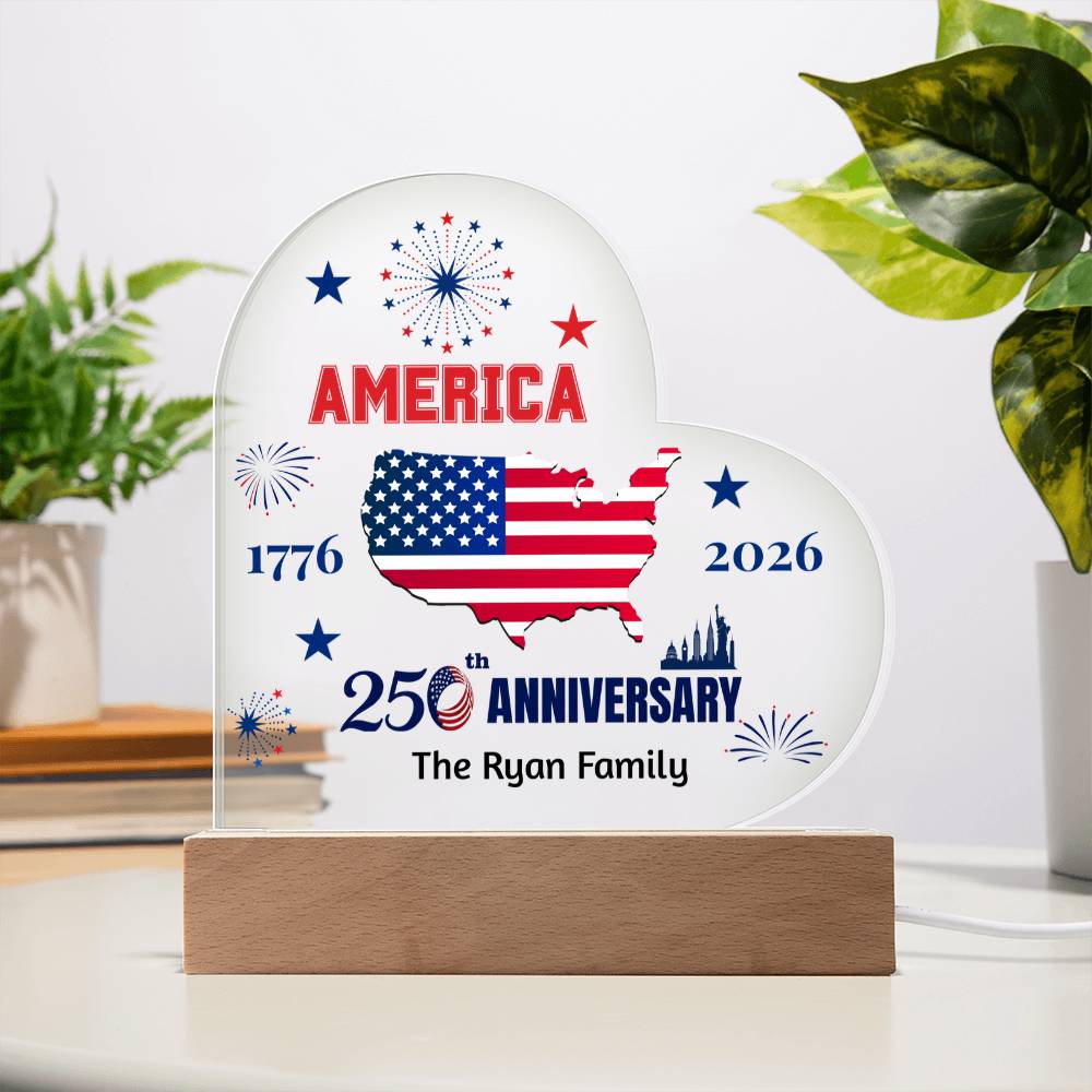 Personalized 250th Anniversary America Plaque | 1776–2026 Patriotic Keepsake