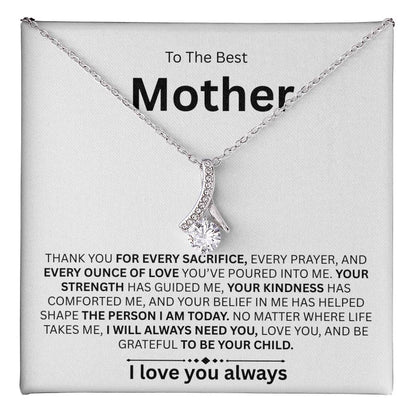 To The Best Mother Necklace with Heartfelt Message Card