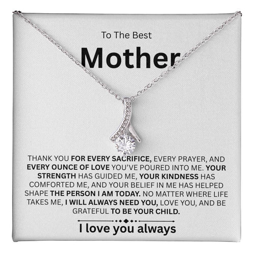To The Best Mother Necklace with Heartfelt Message Card