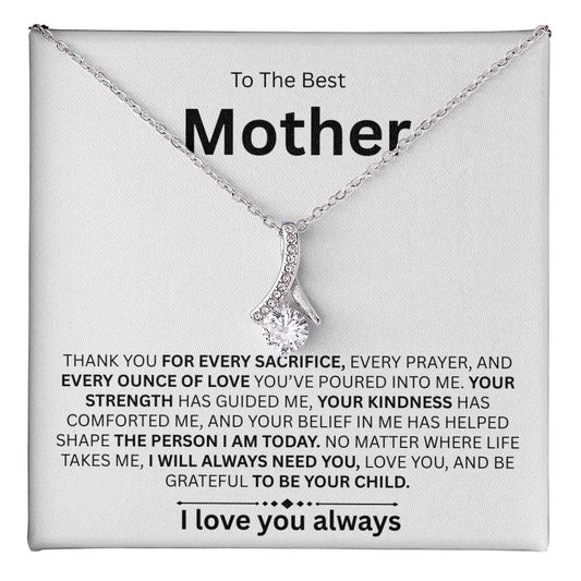 To The Best Mother Necklace with Heartfelt Message Card