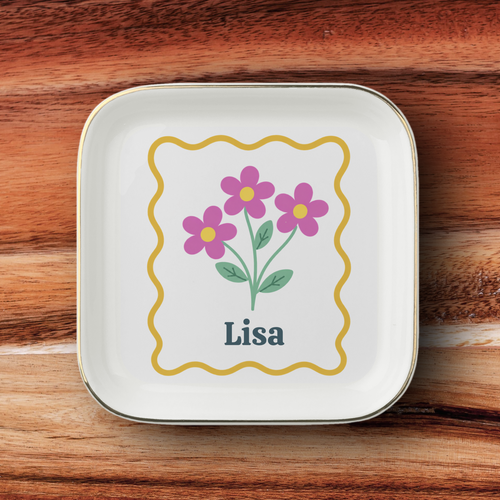 Personalized Floral Jewelry Dish – Custom Name Keepsake