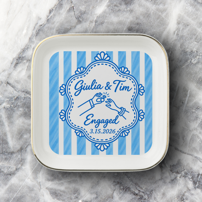 Personalized Engagement Jewelry Dish – Custom Names & Date