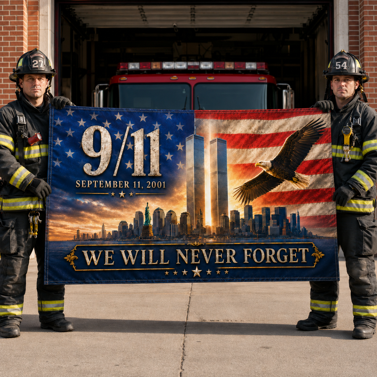 We Will Never Forget 9/11 Memorial Flag