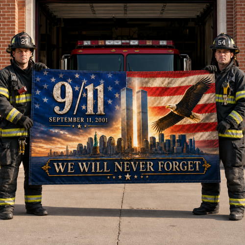 We Will Never Forget 9/11 Memorial Flag