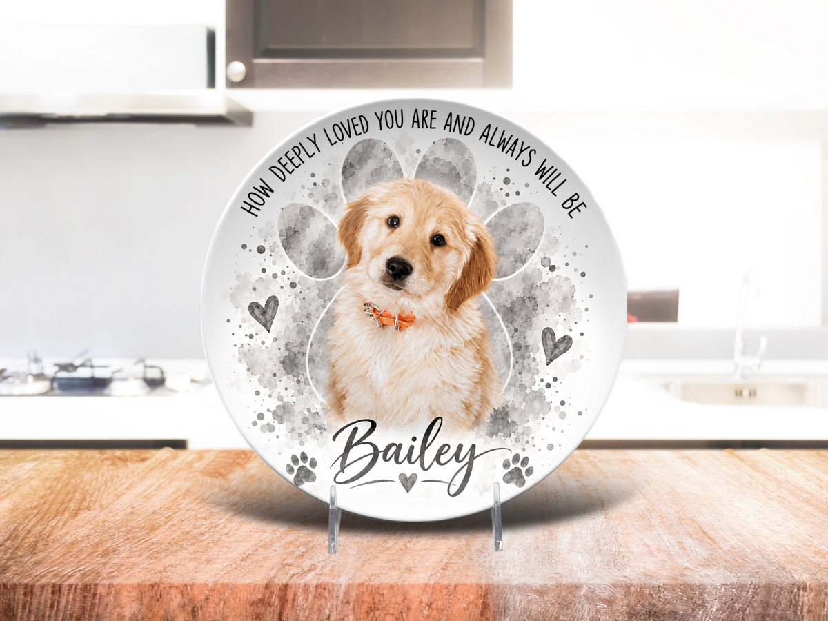 Personalized Pet Memorial Plate – Custom Dog Photo & Name Keepsake