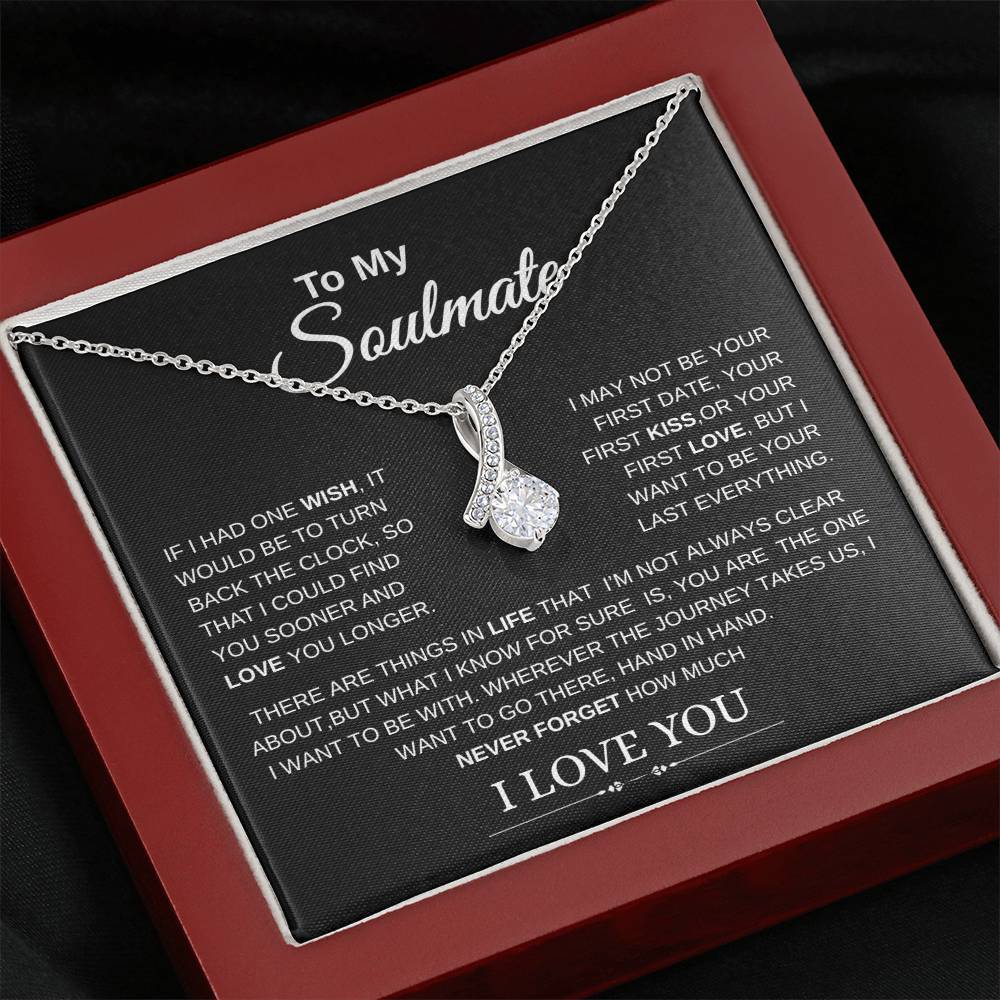 To My Soulmate Pendant Necklace – “I Love You” Message Card Gift
