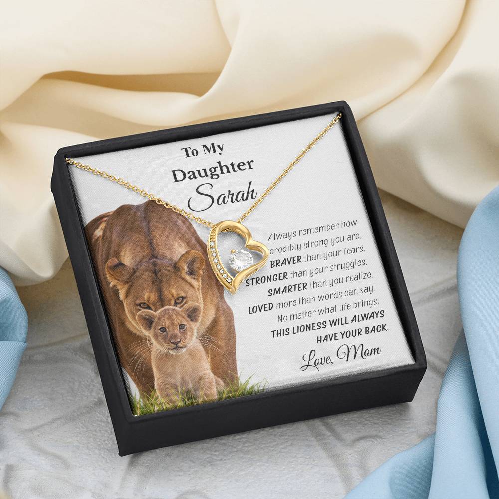 Personalized Forever Love Necklace – “Always Have Your Back” Lioness Gift