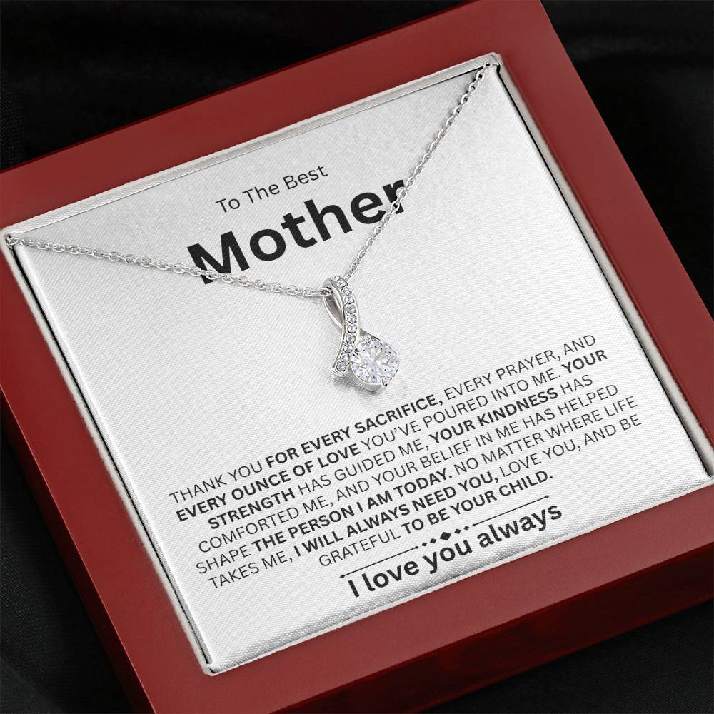 To The Best Mother Necklace with Heartfelt Message Card