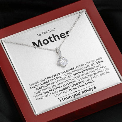 To The Best Mother Necklace with Heartfelt Message Card