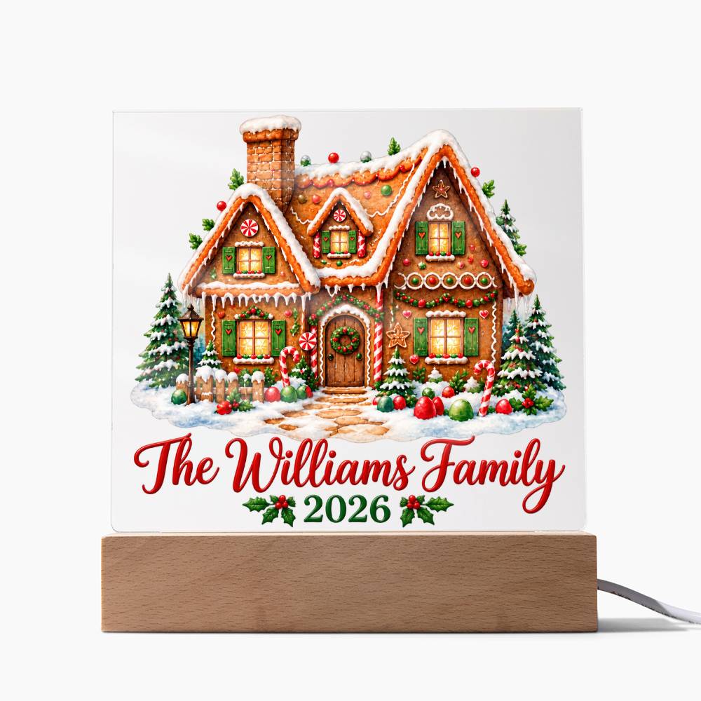 Personalized Christmas Family Acrylic LED Plaque – Custom Family Name & Year