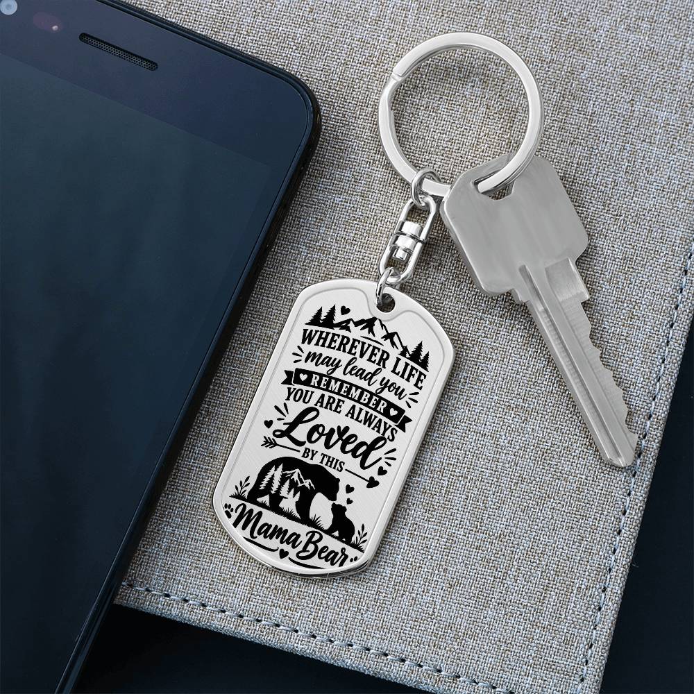 Mama Bear Wherever Life Leads You Dog Tag Necklace