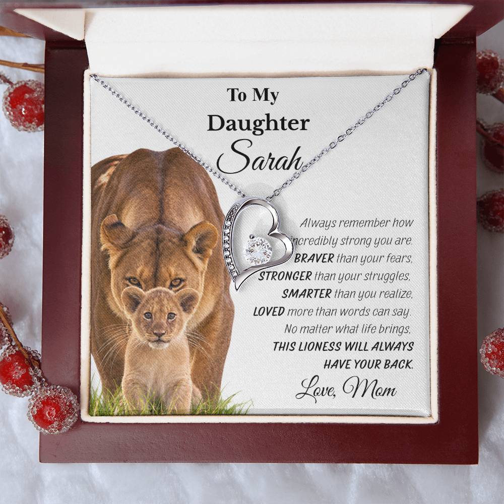 Personalized Forever Love Necklace – “Always Have Your Back” Lioness Gift