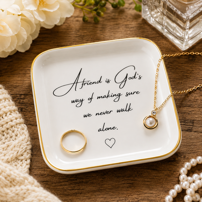 A Friend Is God’s Way Jewelry Dish – Inspirational Friendship Keepsake