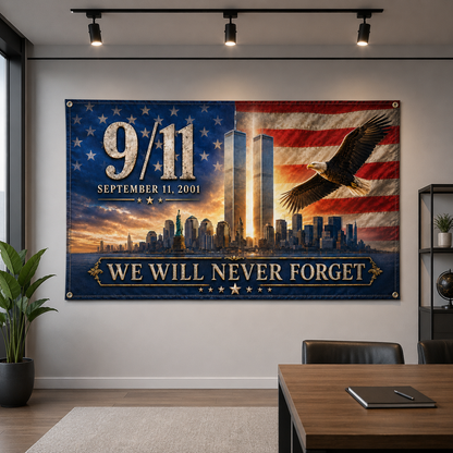 We Will Never Forget 9/11 Memorial Flag