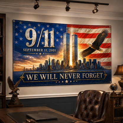 We Will Never Forget 9/11 Memorial Flag