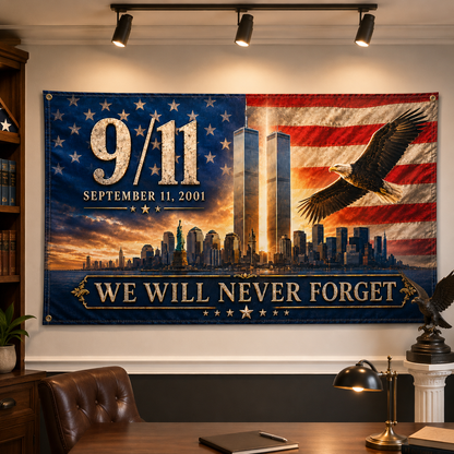 We Will Never Forget 9/11 Memorial Flag