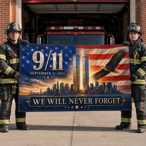 We Will Never Forget 9/11 Memorial Flag