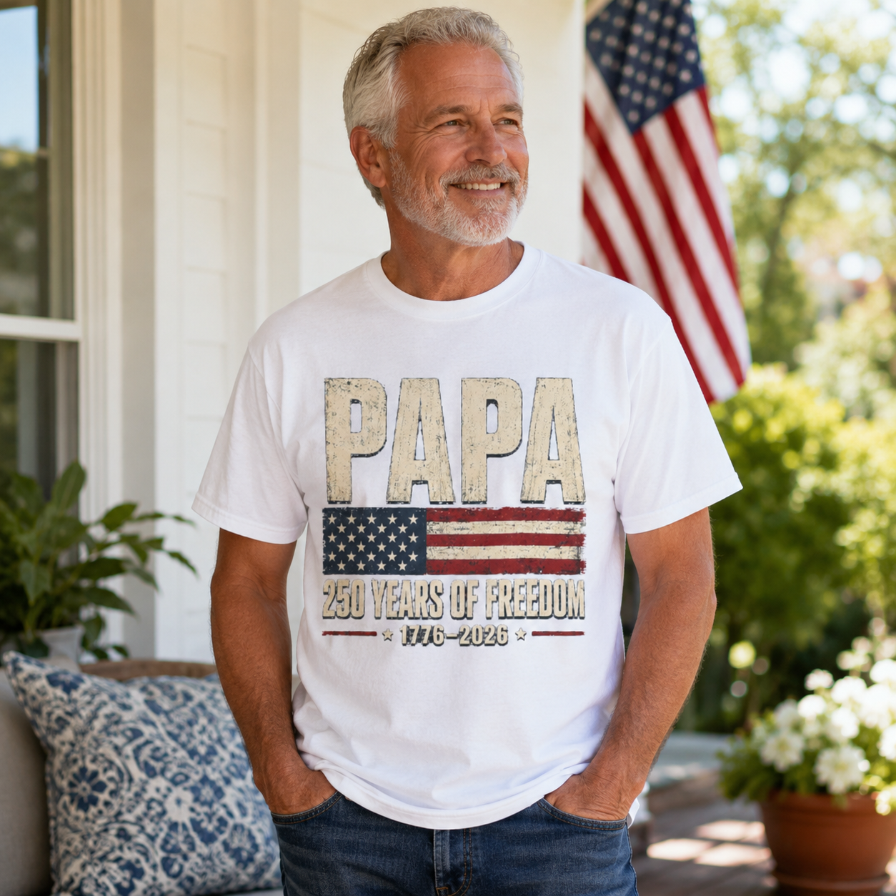 Dad 250 Years of Freedom Patriotic T-Shirt