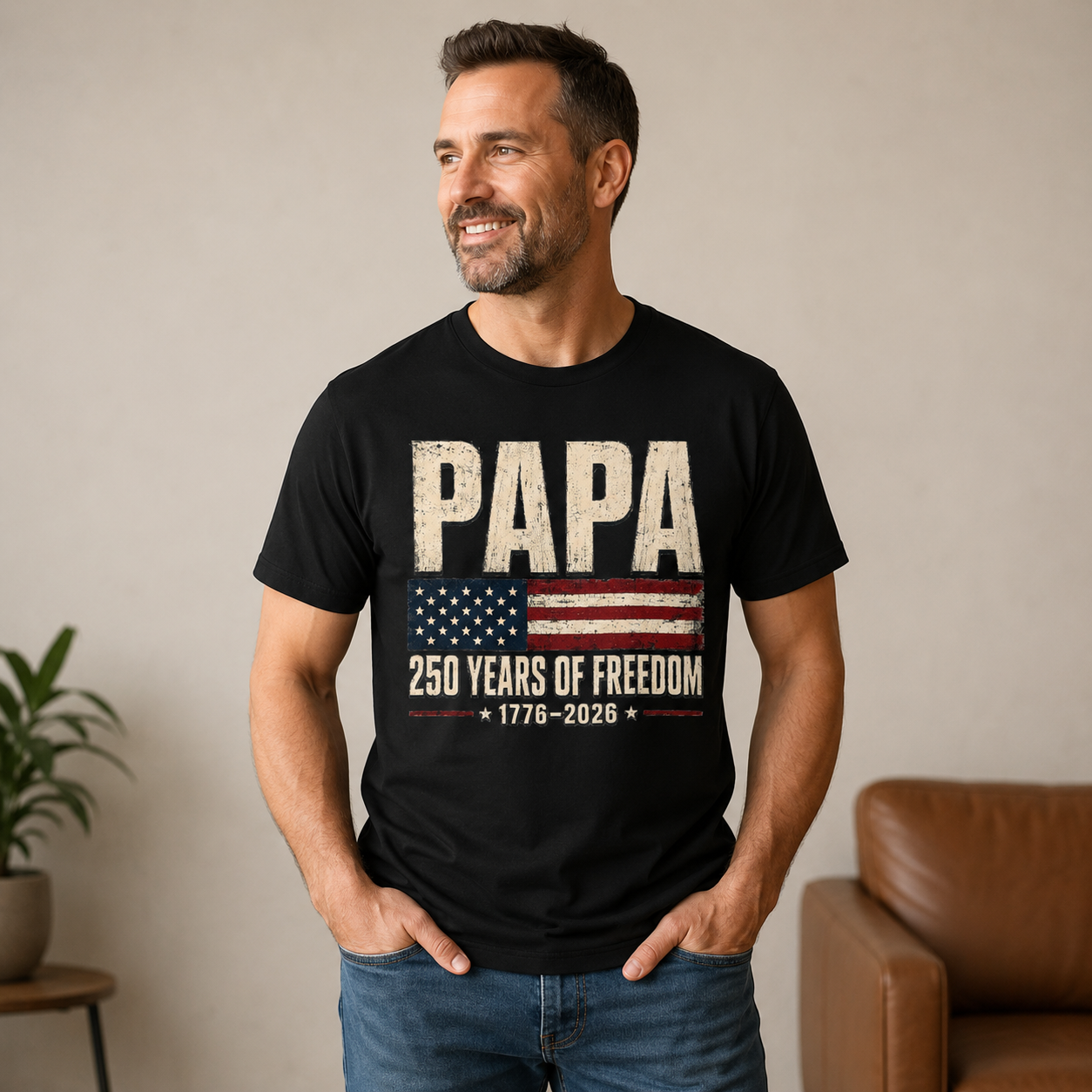 Dad 250 Years of Freedom Patriotic T-Shirt