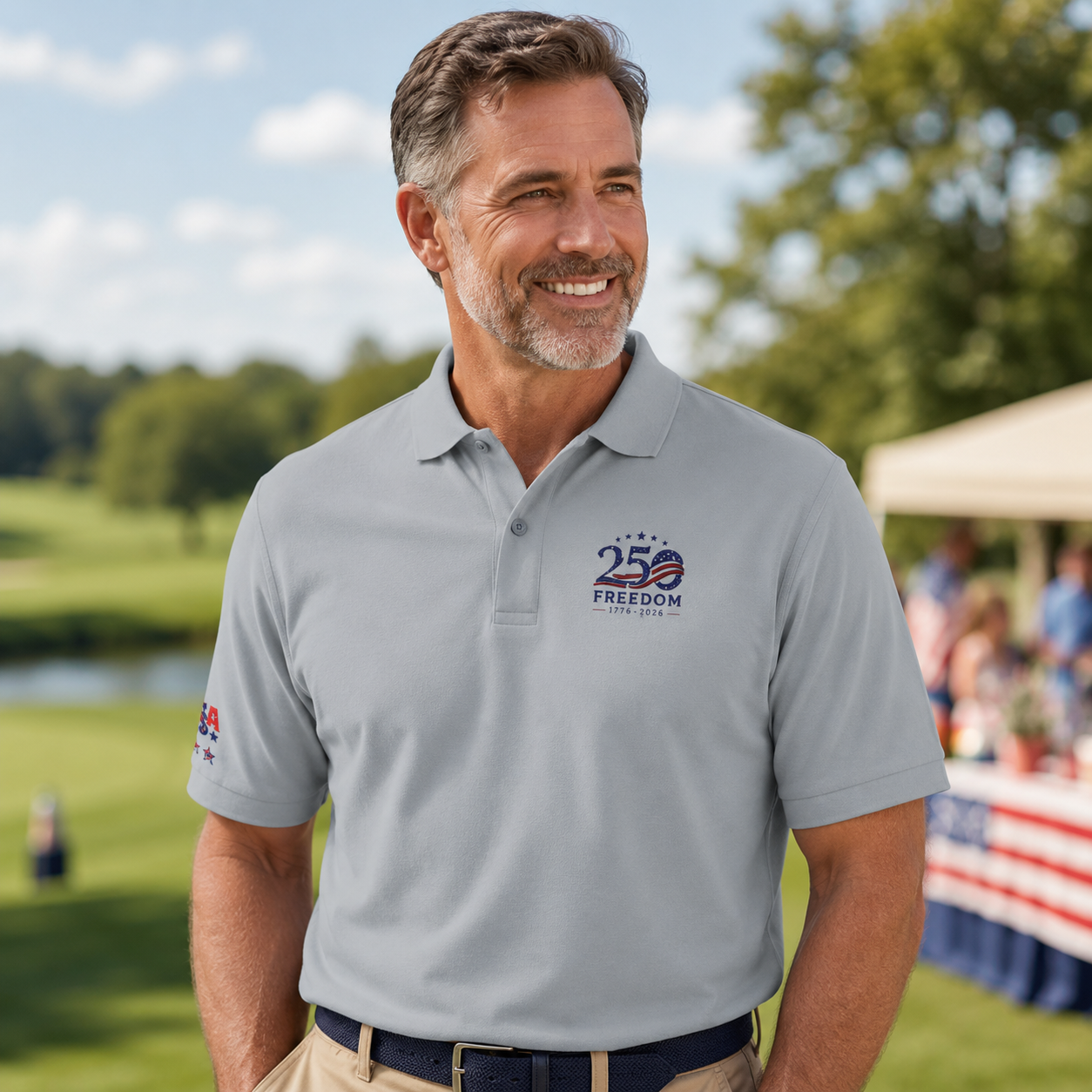 America 250 Freedom Embroidered Polo Shirt